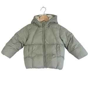 Zara Baby Unisex Toddler Puffer Coat Size 2-3 years Sage Green
